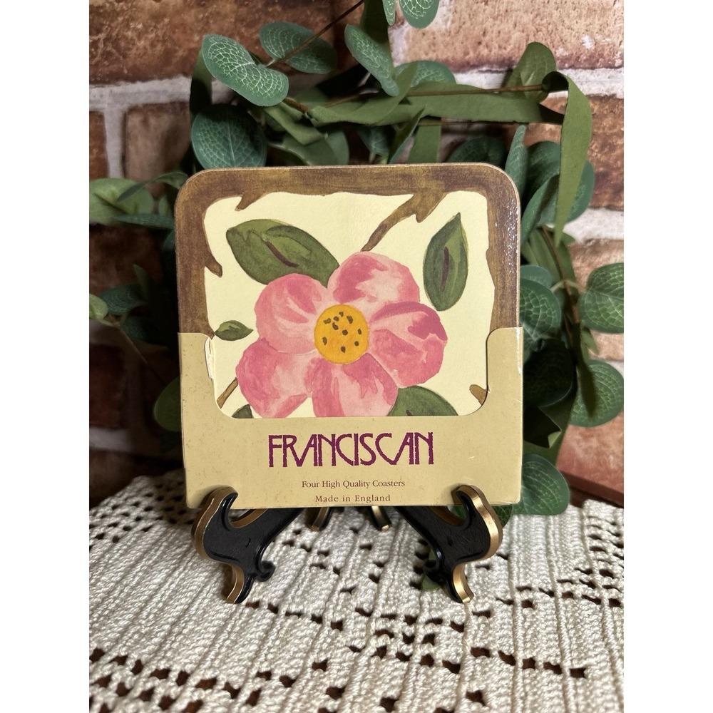 NIB Vintage Franciscan Desert Rose Coasters Set of 4–Made in England